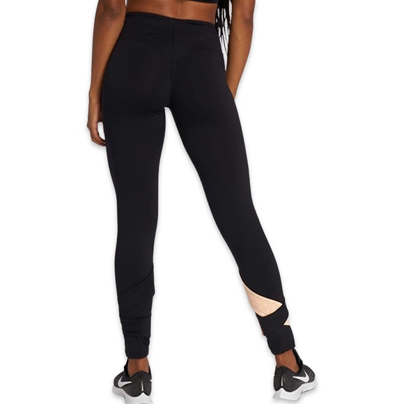 NEBBIA High Waisted Asymmetrical 7/8 Leggings in Black and Light - Picture 2 of 13